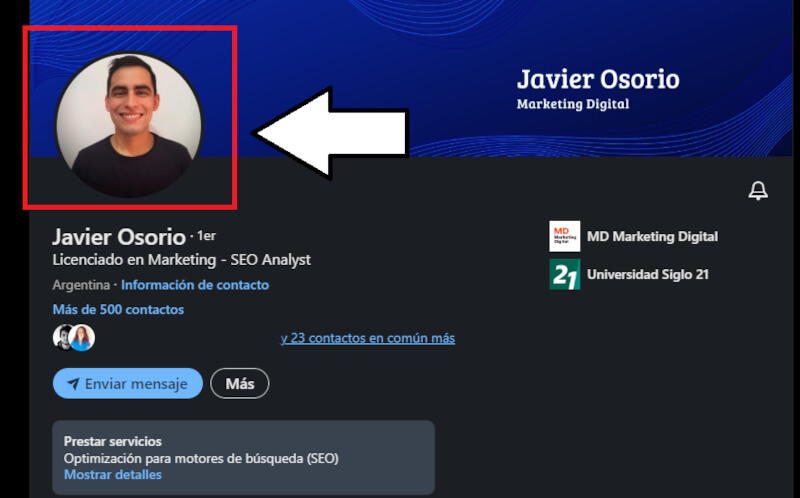 Ejemplo para optimizar la foto de perfil de LinkedIn