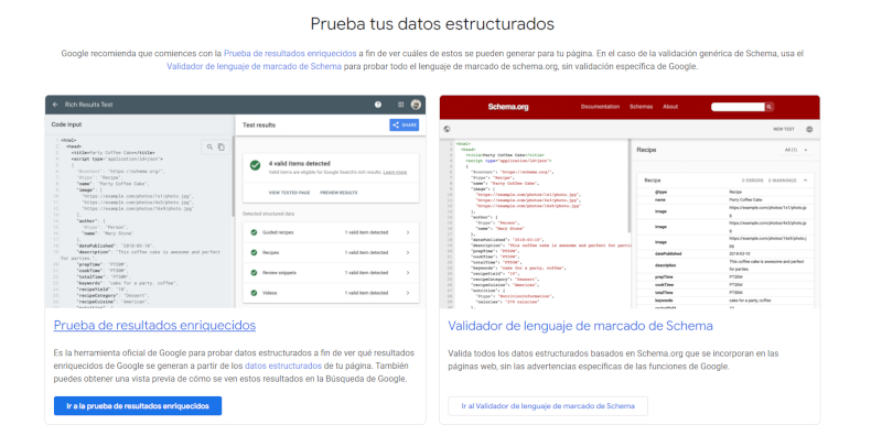 Cómo probar los datos estructurados para identificar y corregir errores