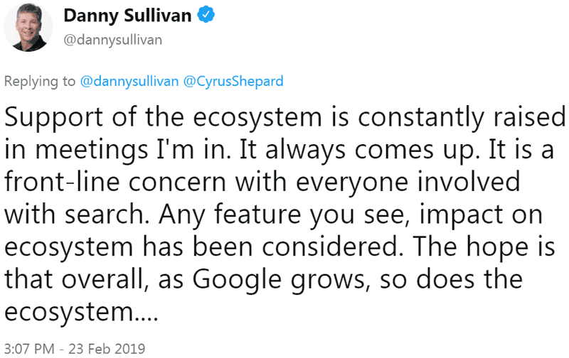 Tweet de Danny Sullivan