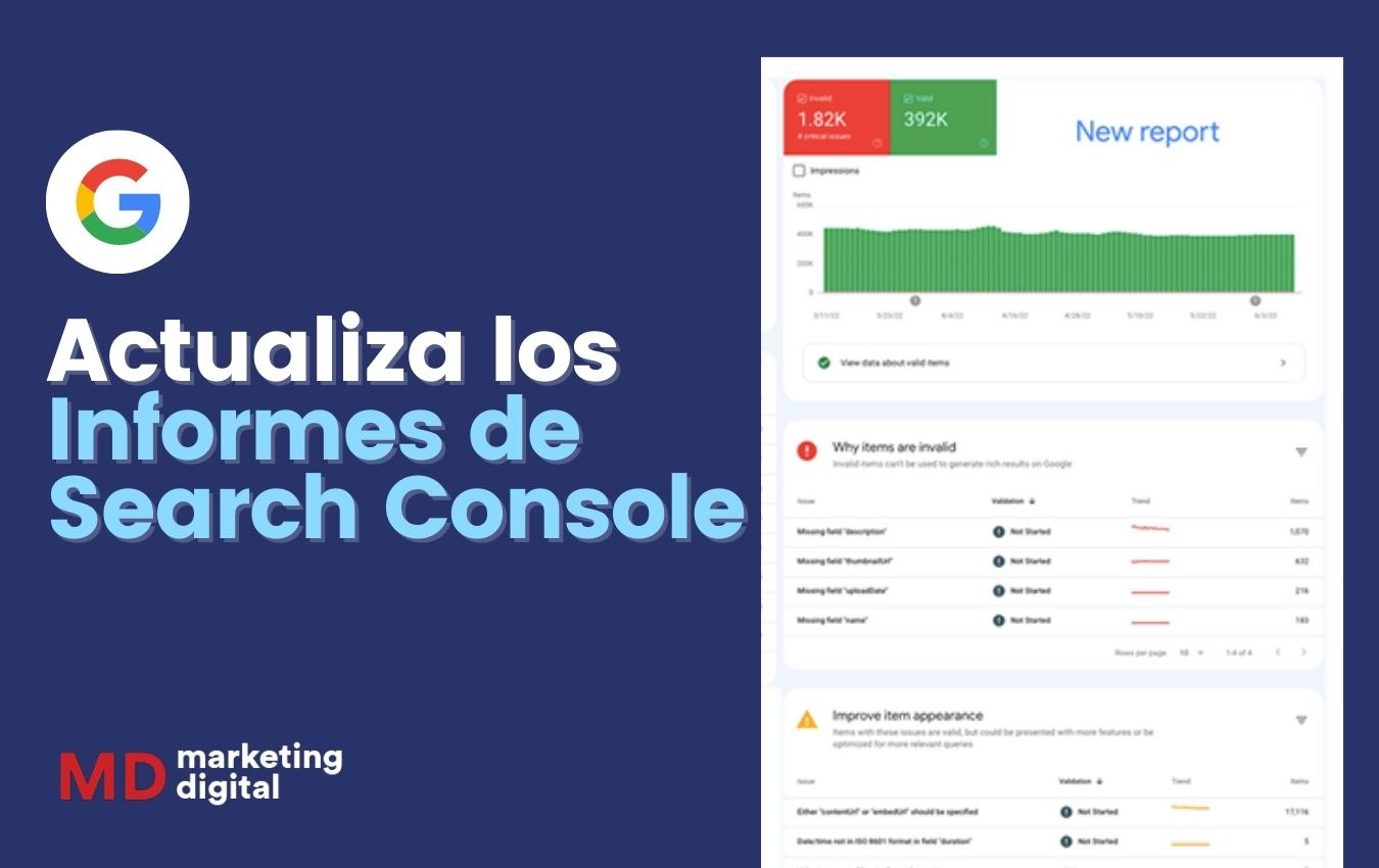 Nuevos informes de Search Console