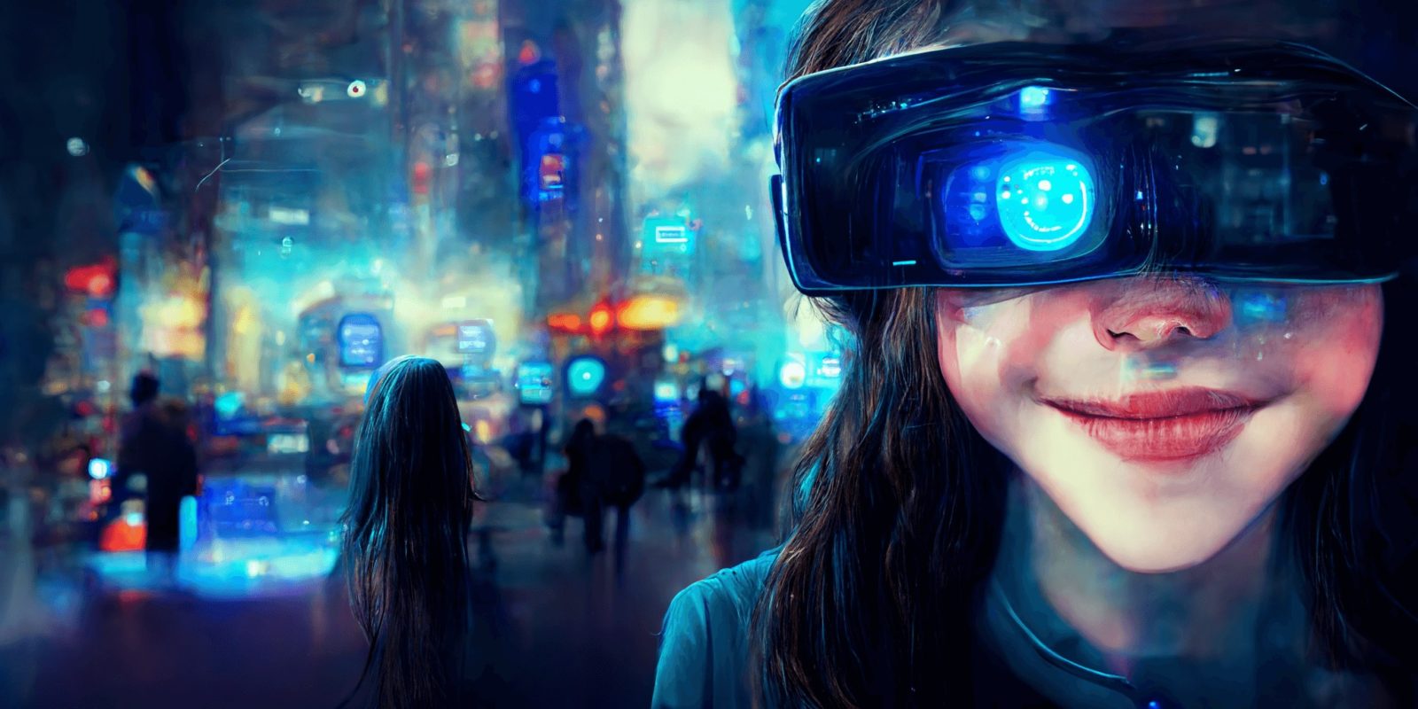 Chica con lentes de realidad virtual