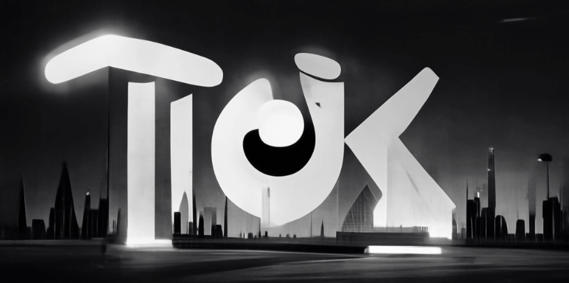 Tik Tok Logo en ciudad Futurista
