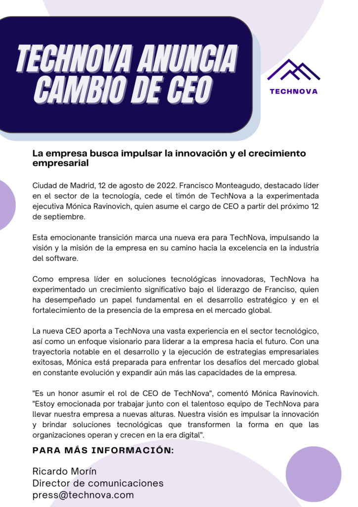 Nota de prensa empresa