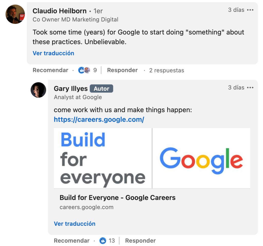 Claudio Heilborn y Gary Illyes Google Content Helpful