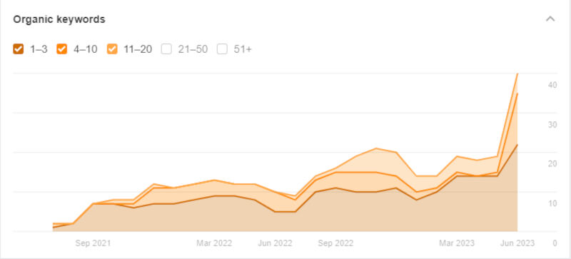 gráfico organic keywords Agencia SEO Argentina