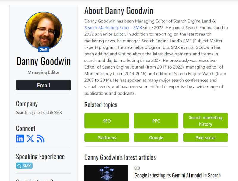 página de autor de Danny Goodwin