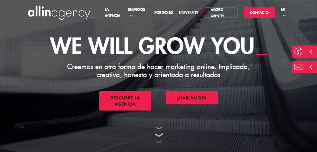 Sitio Web de la Agencia All In Agency
