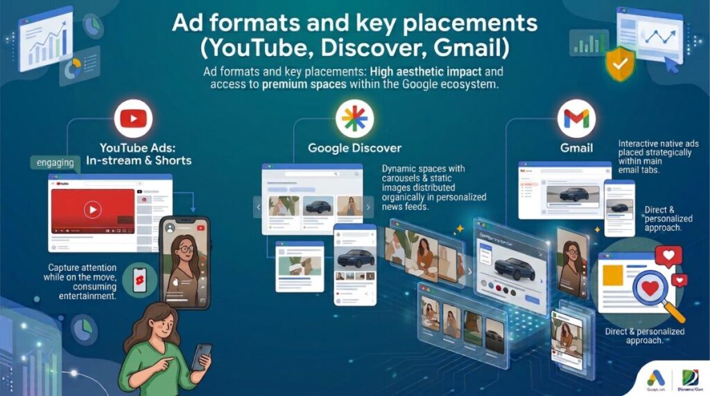 Ad formats and key placements (YouTube, Discover, Gmail)